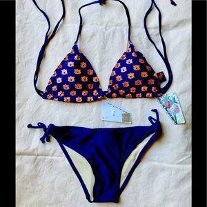 Gorgeous SSC Brand Auburn Tigers SEC Strappy 2 Piece Swimsuit Bikini Sz Med NWT